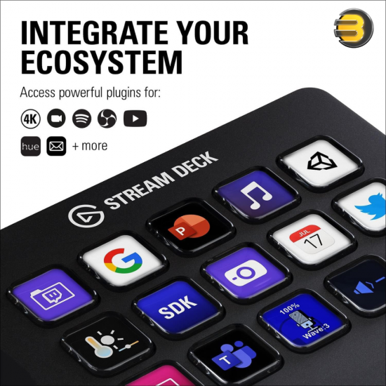 Elgato Stream Deck MK.2 — Studio Controller, 15 macro keys, trigger actions in apps and software like OBS, Twitch, ​YouTube and more, works with Mac and PC