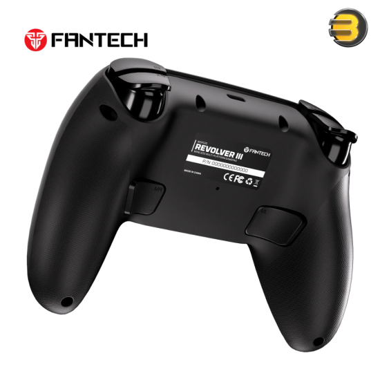 Fantech WGP12S Revolver III Stealth Black gaming controller with Hall-Effect thumbsticks and triggers, 1000Hz polling rate, and 12 macro buttons