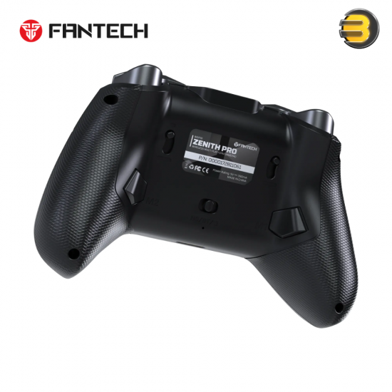 Fantech WGP18 ZENITH PRO Stealth Black tri-mode gaming controller with Hall-Effect sticks, mechanical switches, 14 macro keys, RGB lighting and 6-axis gyroscope
