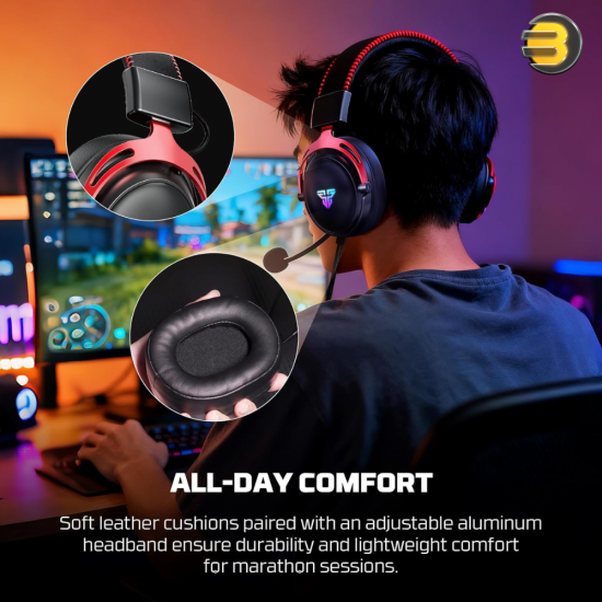 Fantech Cruize HG31 7.1 Gaming Headset – 53mm Drivers, USB-A Wired, Over-Ear, Omnidirectional Mic, 2.1m Braided Cable