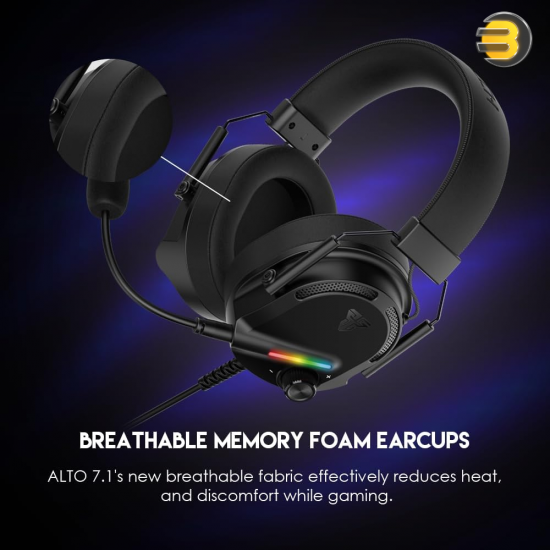 Fantech Alto 7.1 HG26 RGB Gaming Headset – 50mm Drivers, USB Virtual 7.1, Detachable Mic, Memory Foam Earcups, On-Earcup Volume Control