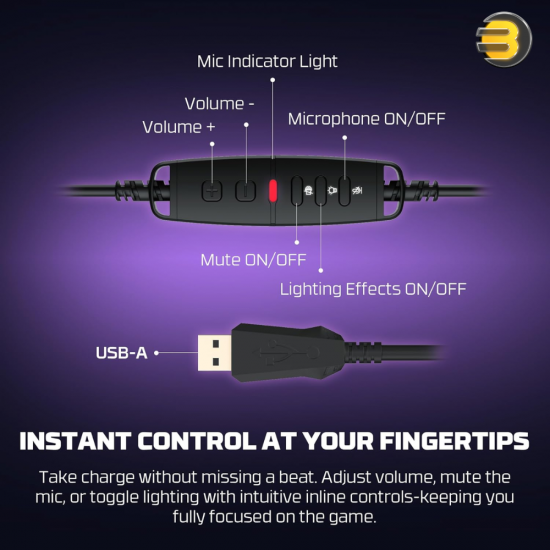 Fantech Cruize HG31 7.1 Gaming Headset – 53mm Drivers, USB-A Wired, Over-Ear, Omnidirectional Mic, 2.1m Braided Cable