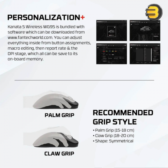Fantech Kanata S Wireless Gaming Mouse WG9S – 89g Ultra-Lightweight, PixArt 3311 Sensor, 12,000 DPI, 70-Hour Battery, Dual Mode (2.4GHz + Wired) - Black Fantech Kanata S Wireless Gaming Mouse WG9S – 89g Ultra-Lightweight, PixArt 3311 Sensor, 12,000 DPI, 70-Hour Battery, Dual Mode (2.4GHz + Wired) - Black