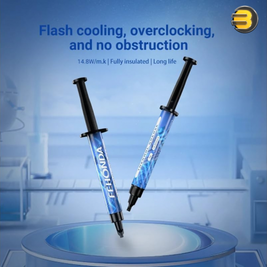 Fehonda TR50L Thermal Grease — 4g, 14.8 W/m·K, non‑conductive silicone‑based gray compound; 0.006 °C·in²/W thermal resistance, ≥6 kV/mm breakdown voltage, <0.5% evaporation, <0.015% oil permeability