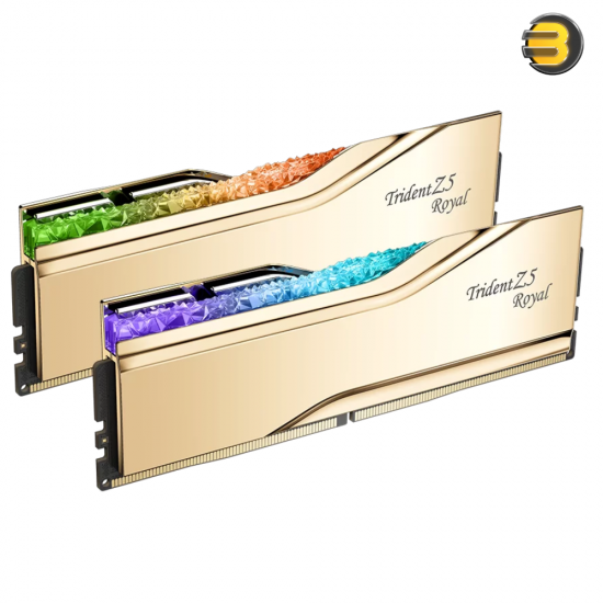 G.Skill Trident Z5 Royal 48GB (2x24GB) DDR5-8400 CL40-52-52-134 1.40V Dual Channel Desktop Memory Kit — Intel XMP 3.0, Crystalline RGB Light Bar, Electroplated Aluminum Heatspreaders with Mirrored Gold or Silver Finish