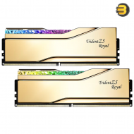 G.Skill Trident Z5 Royal RGB 48GB (2x24GB) DDR5-7200 CL36-46-46-115 1.35V Dual Channel Desktop Memory Kit, Intel XMP 3.0, Crystalline Light Bar, Electroplated Gold Heatspreaders