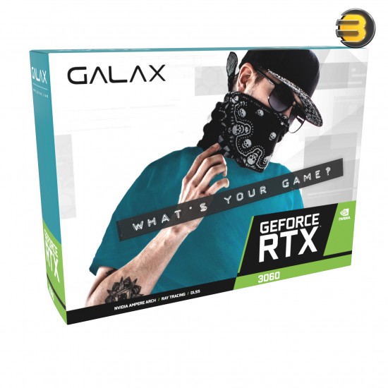 GALAX RTX 3060 8GB 1-Click OC GDDR6 DisplayPort 1.4a, HDMI 2.1 HDCP 2.3 VR Ready