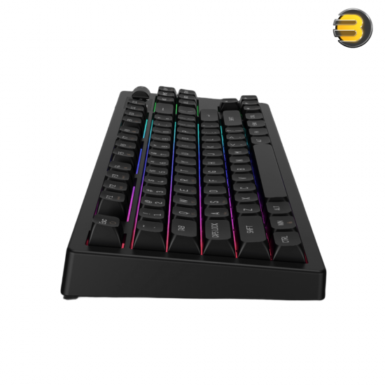 GAMDIAS HERMES M7 HYBRID Tenkeyless Mechanical Gaming Keyboard with Red Switches — Hybrid Wired/2.4GHz/Bluetooth Connectivity, 4000mAh Battery, RGB Backlighting, Digital CPU/GPU Display, Hot-Swappable PBT Keycaps, Volume Knob
