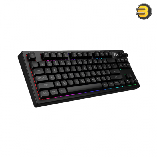 GAMDIAS HERMES M7 HYBRID Tenkeyless Mechanical Gaming Keyboard with Red Switches — Hybrid Wired/2.4GHz/Bluetooth Connectivity, 4000mAh Battery, RGB Backlighting, Digital CPU/GPU Display, Hot-Swappable PBT Keycaps, Volume Knob