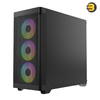 GAMDIAS ATX Mid Tower - Carcasa Para Computadora De Videojuegos Con Vidrio Templado Lateral, 4 Ventiladores ARGB De 4.724 In Y Sincronización Con Placa Base RGB De 5 V