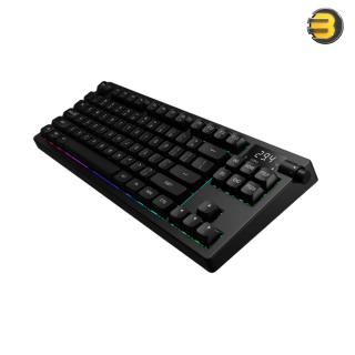 GAMDIAS HERMES M7 HYBRID Tenkeyless Mechanical Gaming Keyboard with Red Switches — Hybrid Wired/2.4GHz/Bluetooth Connectivity, 4000mAh Battery, RGB Backlighting, Digital CPU/GPU Display, Hot-Swappable PBT Keycaps, Volume Knob