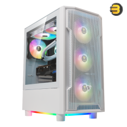 GAMDIAS ATHENA M6 LITE 4x ARGB Fans White — Triple-sided Underglow, Mesh Front Panel, Magnetic Dust Filter, Sync with Motherboard