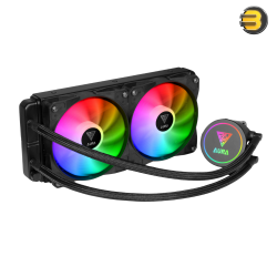 Gamdias Aura GL240 — Liquid CPU Cooler, RGB Stream Lighting, Dual Hydraulic Bearing PWM Fans, Nylon-Braided Tube Sleeve, Pump Upto 2700 RPM