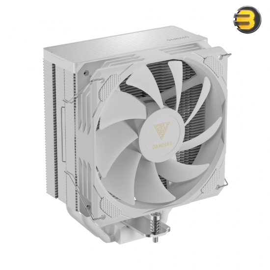 GAMDIAS BOREAS E2-410 PRIME PERFORMANCE WHITE — Matte Black, 4 Copper Heat Pipes, High Cooling Performance, 120mm Hydraulic Bearing PWM, Support LGA 1700 / AM5