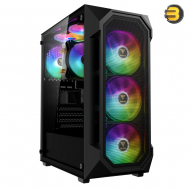 GAMDIAS AURA GC1 ELITE ARGB Mesh Mid-Tower + AURA GP650 650W ATX Power Supply — ATX Case with Tempered Glass Side Panel, 3x ARGB Fans, High-Airflow Mesh Front  with 120mm Silent Fan and Flat Cables