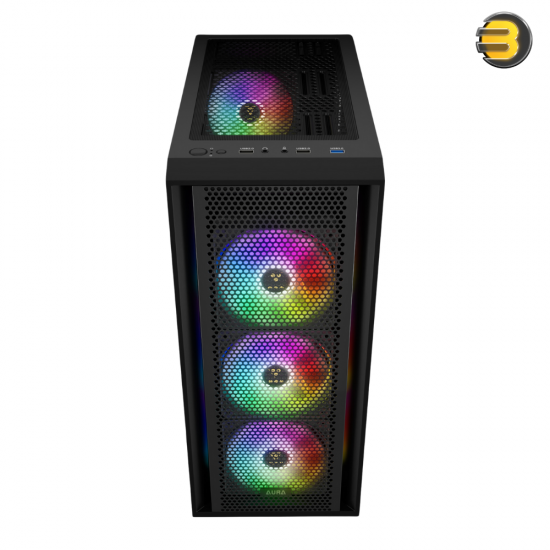 GAMDIAS AURA GC2 Elite Version 2 (4x Fixed RGB FANS) + HELIOS E1-600W PSU