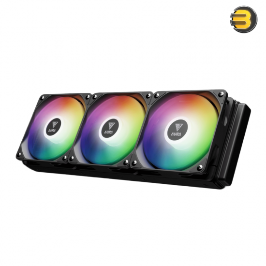 GAMDIAS AURA GL360 DIGITAL 360mm ARGB Liquid CPU Cooler with Triple 120mm PWM Fans — Upgraded Copper Base, Optimized Fluid Routing, Digital ARGB Lighting, Dual Infinite Mirror Design, EPDM Sleeved Tubes, Compatible with Intel and AMD CPUs