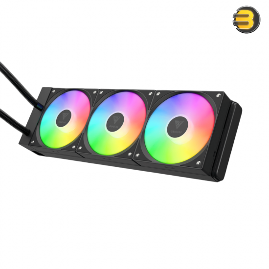 GAMDIAS CHIONE E4-360 360mm AIO Liquid CPU Cooler with Triple 120mm PWM Fans, Patented PWM Pump, Real-Time Digital Display, ARGB Lighting, Dual Infinite Mirror Design, EPDM Sleeved Tubes, Compatible with Intel and AMD CPUs GAMDIAS CHIONE E4-360 360mm AIO Liquid CPU Cooler with Triple 120mm PWM Fans, Patented PWM Pump, Real-Time Digital Display, ARGB Lighting, Dual Infinite Mirror Design, EPDM Sleeved Tubes, Compatible with Intel and AMD CPUs