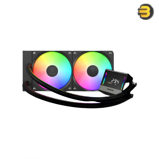 GAMDIAS CHIONE E4-240 240mm AIO Liquid CPU Cooler with Dual 120mm PWM Fans — Patented PWM Pump, Real-Time Digital Display, ARGB Lighting, Dual Infinite Mirror Design, EPDM Sleeved Tubes, Compatible with Intel and AMD CPUs GAMDIAS CHIONE E4-240 240mm AIO Liquid CPU Cooler with Dual 120mm PWM Fans — Patented PWM Pump, Real-Time Digital Display, ARGB Lighting, Dual Infinite Mirror Design, EPDM Sleeved Tubes, Compatible with Intel and AMD CPUs