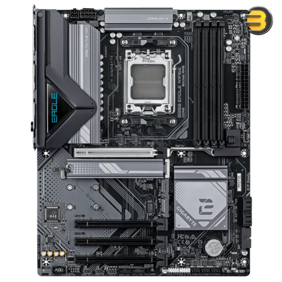 Gigabyte B850 EAGLE WIFI6E - X3D Turbo Mode, DDR5 OC 8200MT/s, AMD AM5, Digital Twin 8+2+2 VRM, 4 DIMMs (EXPO), WIFI EZ-Plug, EZ-Latch Plus/Click, 3x M.2 (PCIe 5.0 x4), GbE LAN & Wi‑Fi 6E, HDMI/DP, PCIe 5.0 x16 UD Slot