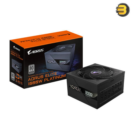 AORUS ELITE P1000W 80+ Platinum Full Modular PCIe 5.0 — ATX 3.0 and PCIe Gen 5.0, 80 PLUS Platinum, 100% Japanese capacitors, Compact design - GP-AE1000PM PG5