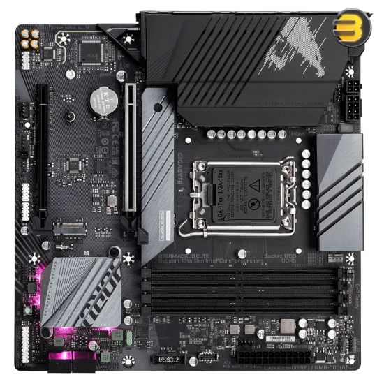 GIGABYTE B760M AORUS ELITE — Supports Intel Core 14th/ 13th /12th processors - Dual Channel DDR5 - Advanced Thermal Design & M.2 Thermal Guard - 2.5GbE LAN