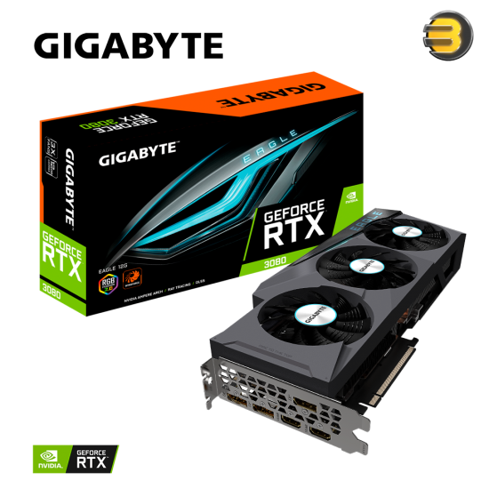 GIGABYTE GeForce RTX 3080 EAGLE 12G Graphics Card, 3 x WINDFORCE Fans, 12GB 384-bit GDDR6X, GV-N3080EAGLE-12GD Video Card