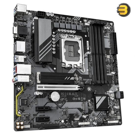 GIGABYTE B760M DS3H GEN5 M-ATX Motherboard Intel LGA1700 Socket Intel B760 Chipset — Supports 14th/13th Gen Intel Core CPUs, 4x DDR5 DIMM up to 192GB 7600(O.C.) MT/s, 1x PCIe 5.0 x16 UD Slot, 2x PCIe 3.0 x1, 2x PCIe 4.0 M.2, 4x SATA 6Gb/s, 2.5 GbE LAN, US