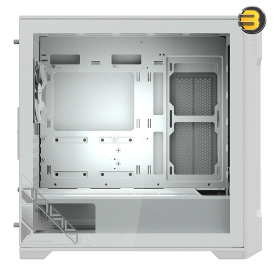 GIGABYTE C102 GLASS ICE 2x 120mm Fans — Optimized Airflow Design, Full-Size Tempered Glass, USB 3.0 x2 on I/O panel, 360mm Liquid Cooling Compatible, Dust Filte