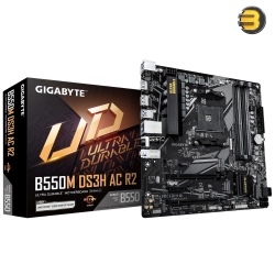 GIGABYTE B550M DS3H AC R2 Micro-ATX Motherboard - AMD AM4 Socket, Dual Channel DDR4 Support, PCIe 4.0, NVMe M.2, USB 3.2 Gen1, HDMI, Integrated Wi-Fi & Bluetooth, Durable and Reliable Design