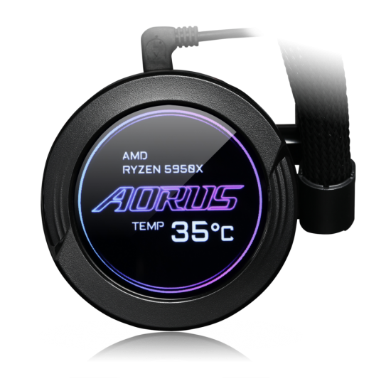 AORUS WATERFORCE X 280, All-in-one Liquid Cooler with Circular LCD Display, RGB Fusion 2.0, 140mm ARGB Fans