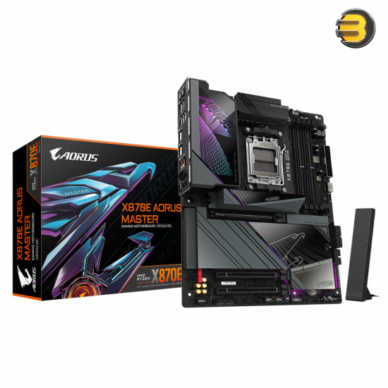 Gigabyte X870E AORUS MASTER – AMD AM5 DDR5 Motherboard, 8600MT/s OC, Digital Twin 16+2+2 VRM, 4 DIMMs (EXPO), DDR Wind Blade, M.2 EZ-Match, WIFI EZ-Plug, Dual USB4, 5GbE, PCIe 5.0 UD Slot Gigabyte X870E AORUS MASTER – AMD AM5 DDR5 Motherboard, 8600MT/s OC, Digital Twin 16+2+2 VRM, 4 DIMMs (EXPO), DDR Wind Blade, M.2 EZ-Match, WIFI EZ-Plug, Dual USB4, 5GbE, PCIe 5.0 UD Slot