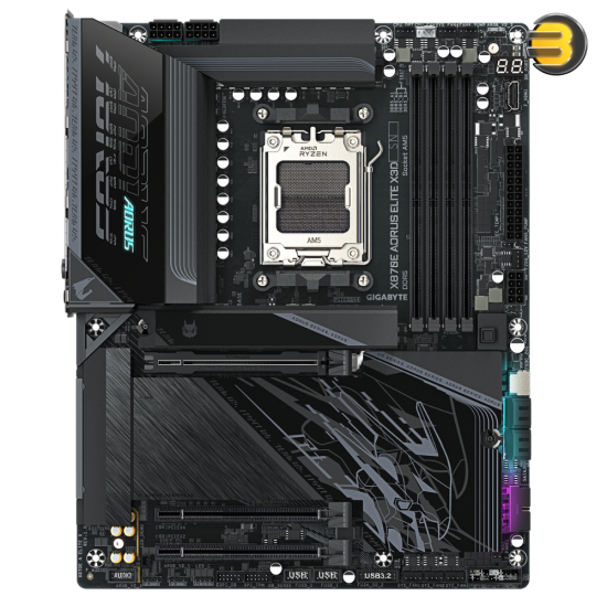 GIGABYTE X870E AORUS ELITE X3D ATX AM5 DDR5 Motherboard GIGABYTE X870E AORUS ELITE X3D ATX motherboard with AM5 socket, DDR5 slots, USB4 ports, Wi-Fi 7 and PCIe 5.0 support