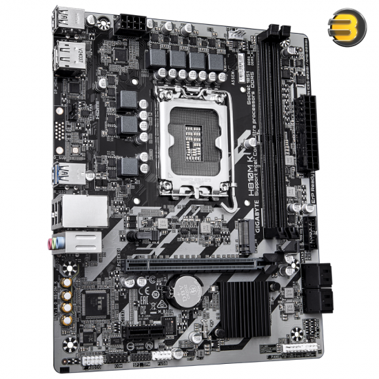 GIGABYTE H810M-K Micro ATX LGA1851 DDR5 Motherboard GIGABYTE H810M-K Micro ATX motherboard with LGA1851 socket, DDR5 slots, M.2 NVMe slot and DisplayPort 2.1 / HDMI 2.1 outputs