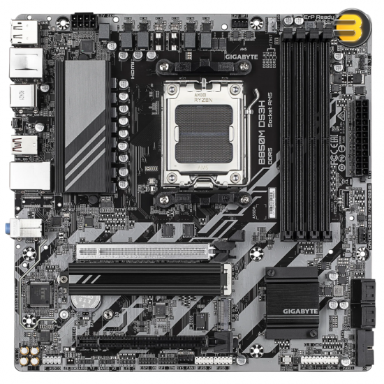 GIGABYTE B850M DS3H - X3D Turbo Mode, AMD AM5, Digital Twin 8+2+2 VRM, 4 DDR5 DIMMs (EXPO), EZ-Latch PCIe x16, M.2 EZ-Latch Plus, 2x M.2 (1 PCIe 5.0), M.2 Thermal Guard, 2.5GbE LAN, 2x DP, HDMI