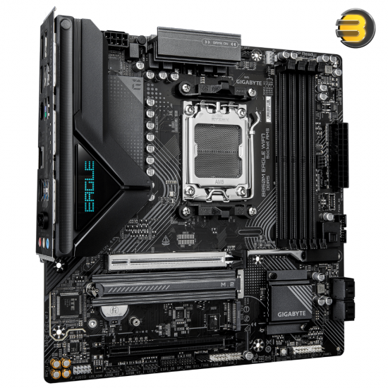 GIGABYTE B850M EAGLE WIFI7 Micro ATX AM5 DDR5 Motherboard GIGABYTE B850M EAGLE WIFI7 Micro ATX motherboard with AM5 socket, DDR5 slots, Wi-Fi 7 and PCIe 5.0 support