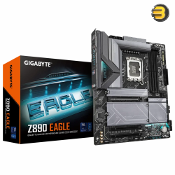GIGABYTE Z890 EAGLE ATX Motherboard — LGA1851, Intel Z890 Chipset, Supports Intel Core Ultra CPUs, 4x DDR5 9200MT/s (256GB), 4x M.2 (PCIe 5.0/4.0), PCIe 5.0 x16, Wi-Fi 7, 2.5GbE LAN, USB4 Type-C, DisplayPort 2.1, 7.1ch Audio, EZ-Latch, RGB, Windows 11