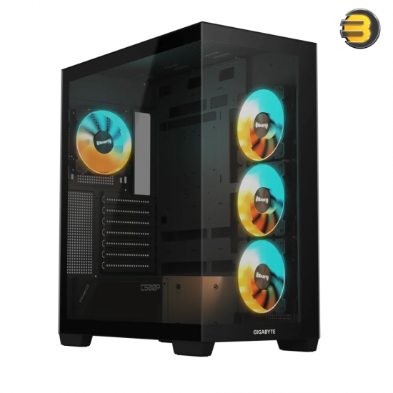 GIGABYTE C500 PANORAMIC STEALTH 4 ARGB FANS — Panoramic Tempered Glass, Optimized Airflow, RGB Fusion with ARGB Connector Hub, Vertical GPU Installation, USB 3.0 x2 and USB 3.2 Gen2 Type-C x1 on I/O panel