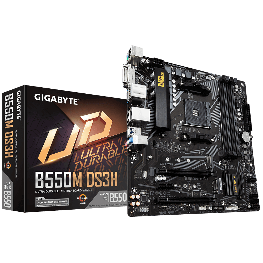 GIGABYTE B550M DS3H AM4 AMD B550 MicroATX Motherboard with Dual M.2