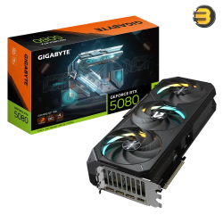GIGABYTE GeForce RTX™ 5080 GAMING OC 16G Graphics Card — Powered by NVIDIA Blackwell Architecture, 16GB GDDR7 Memory, WINDFORCE Cooling System, Dual BIOS, RGB Halo, Core Clock 2730 MHz, PCIe 5.0, 4-Year Warranty