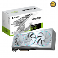 AORUS GeForce RTX 5080 MASTER ICE 16G – Blackwell Architecture, 16GB GDDR7 256-bit, 2805MHz Boost Clock, WINDFORCE Cooling, Hawk Fan, LCD Edge View, RGB Halo, Dual BIOS, Reinforced Frame, DLSS 4 Support