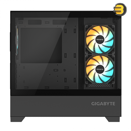 GIGABYTE C201 PANORAMIC Mid-Tower PC Case Black GIGABYTE C201 PANORAMIC mid-tower PC case with panoramic tempered glass design, reverse-blade ARGB fans and compact layout