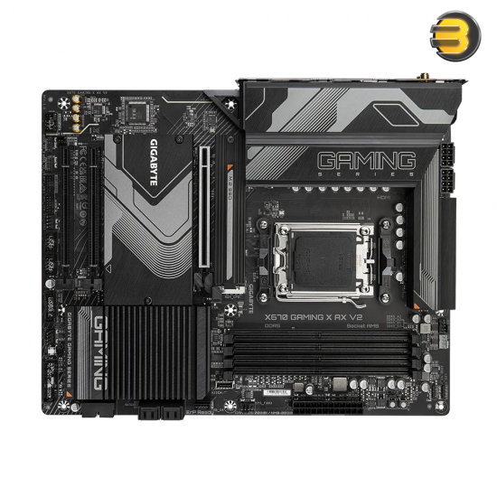 GIGABYTE X670 GAMING X AX V2 AM5 ATX AMD Motherboard, AMD X670 Chipset, 4x DDR5 DIMM Slots, 192GB Maximum Memory, 3x M.2 Slots, PCI Express 5.0 x4, HDMI, Black | X670-GAMING-X-AX-V2