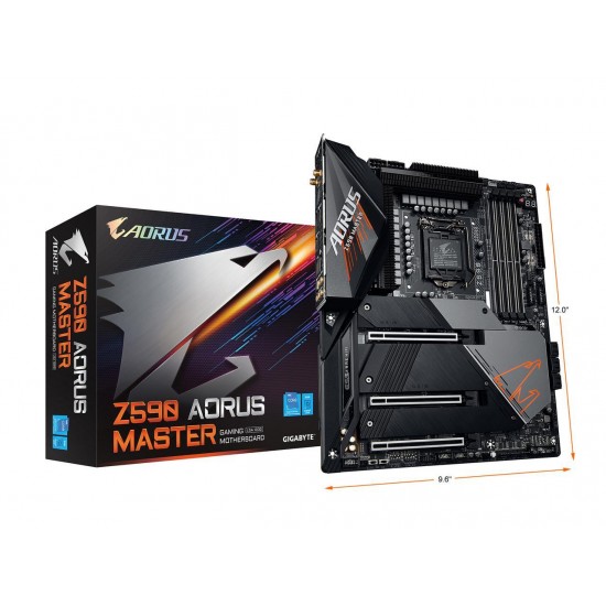 GIGABYTE Z590 AORUS MASTER LGA 1200 Intel Z590 ATX Motherboard with Triple M.2, PCIe 4.0, USB 3.2 Gen2X2 Type-C, Intel WIFI 6E, AQUANTIA 10GbE LAN