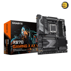 GIGABYTE X670 GAMING X AX V2 AM5 ATX AMD Motherboard, AMD X670 Chipset, 4x DDR5 DIMM Slots, 192GB Maximum Memory, 3x M.2 Slots, PCI Express 5.0 x4, HDMI, Black | X670-GAMING-X-AX-V2