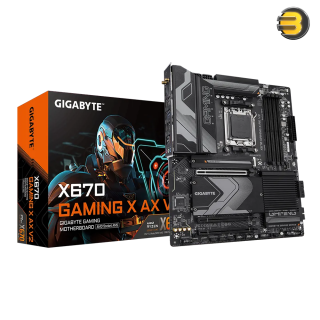 GIGABYTE X670 GAMING X AX V2 AM5 ATX AMD Motherboard, AMD X670 Chipset, 4x DDR5 DIMM Slots, 192GB Maximum Memory, 3x M.2 Slots, PCI Express 5.0 x4, HDMI, Black | X670-GAMING-X-AX-V2 GIGABYTE X670 GAMING X AX V2 AM5 ATX AMD Motherboard, AMD X670 Chipset, 4x DDR5 DIMM Slots, 192GB Maximum Memory, 3x M.2 Slots, PCI Express 5.0 x4, HDMI, Black | X670-GAMING-X-AX-V2