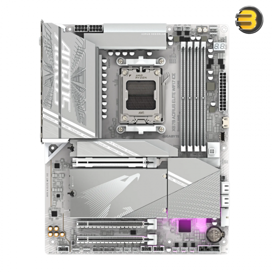 Gigabyte X870 AORUS ELITE WIFI7 ICE - AMD AM5 Motherboard - Digital Twin 16+2+2 VRM - Dual Channel DDR5 with AMD EXPO Support - Wi-Fi 7 & 2.5GbE LAN - 4× M.2 (3× PCIe 5.0 x4) - EZ-Latch Plus