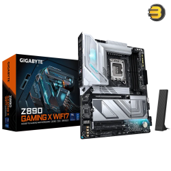 GIGABYTE Z890 GAMING X WIFI7 Motherboard - Supports Intel Core Ultra (Series 2), 16+1+2 Phase VRM, up to 8800MHz DDR5 (OC), 1xPCIe 5.0 + 3xPCIe 4.0, Wi-Fi 7, 2.5GbE LAN, Thunderbolt 4