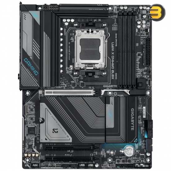 GIGABYTE X870 GAMING X WIFI7 - AMD AM5 mobo with digital twin 16+2+2 VRM, DDR5 (4 DIMMs, EXPO), WIFI EZ-Plug, EZ-Latch Plus/Click, 3x M.2 (PCIe 5.0 x4), 2.5GbE LAN, Wi-Fi 7, dual USB4 Type-C w/ DP Alt