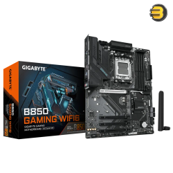 GIGABYTE B850 GAMING WIFI6 - AMD AM5, DDR5 OC 8200MT/s, 6+2+2 VRM, 4 DIMMs (EXPO), X3D Turbo Mode, WIFI EZ-Plug, PCIe EZ-Latch Plus, 3x M.2 (PCIe 5.0x4), GbE LAN & Wi‑Fi 6, HDMI/DP